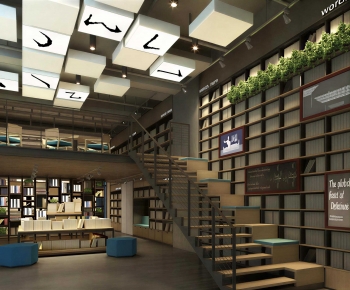 Industrial Style Bookstore Book Bar-ID:755059969