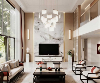 New Chinese Style A Living Room-ID:319770101