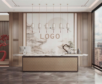 New Chinese Style Office Reception Desk-ID:213989029