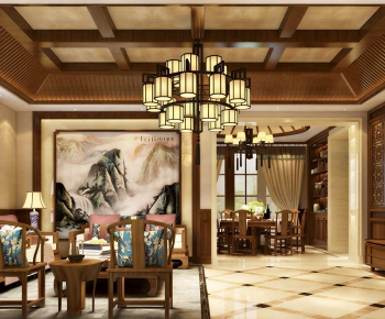 New Chinese Style A Living Room-ID:169138918