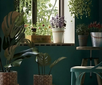 Modern Potted Green Plant-ID:986524117