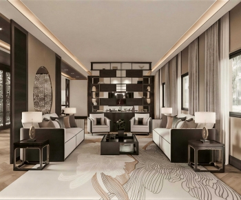 New Chinese Style A Living Room-ID:751609095