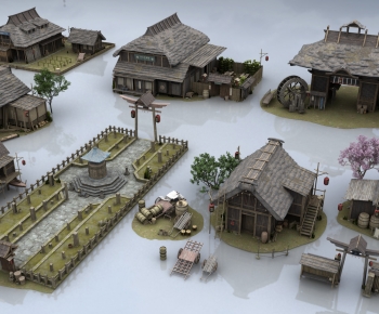 Japanese Style Ancient Architectural Buildings-ID:247609641