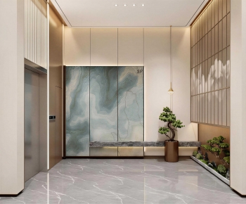New Chinese Style Office Elevator Hall-ID:112865925