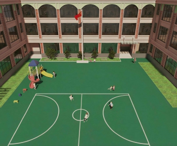 Modern Outdoor Space In Kindergarten-ID:884550096