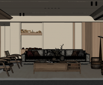 New Chinese Style A Living Room-ID:517199085