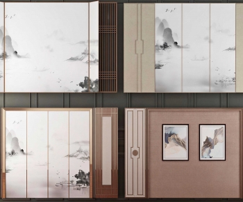 New Chinese Style TV Wall-ID:351768976