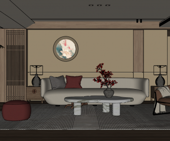 New Chinese Style A Living Room-ID:417541039