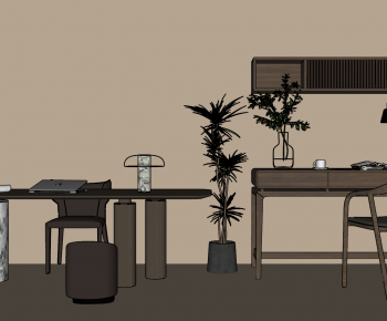 Modern Computer Desk And Chair-ID:703808076