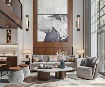 New Chinese Style A Living Room-ID:870934964