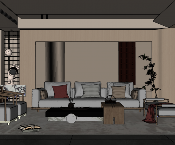 New Chinese Style A Living Room-ID:163496975