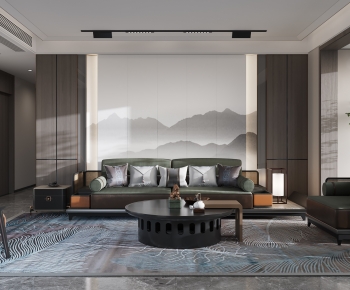 New Chinese Style A Living Room-ID:665121164