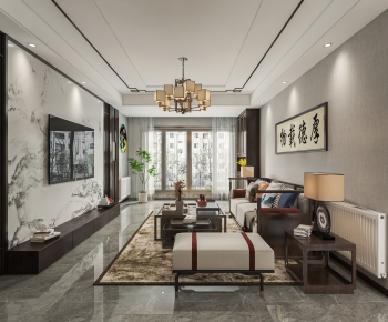 New Chinese Style A Living Room-ID:990943918