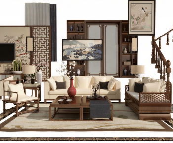 New Chinese Style Sofa Combination-ID:259628062