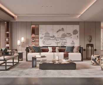 New Chinese Style A Living Room-ID:512220966