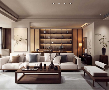 New Chinese Style A Living Room-ID:977082974