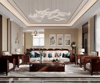 New Chinese Style A Living Room-ID:354748966