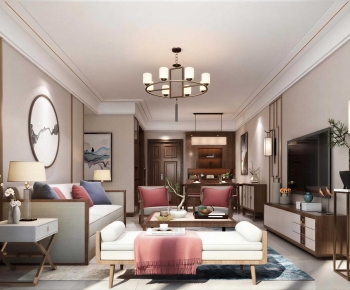 New Chinese Style A Living Room-ID:637950909