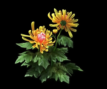 Modern Flowers And Grass-ID:754064084