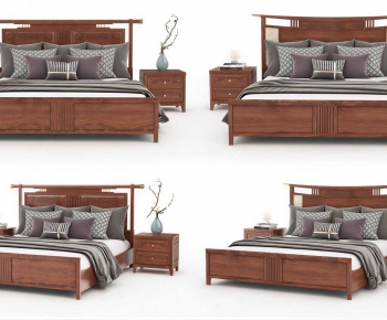New Chinese Style Double Bed-ID:414900069