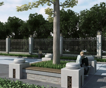 New Chinese Style Park Landscape-ID:378315933