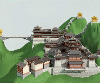 Chinese Style Ancient Architectural Buildings-ID:374948989