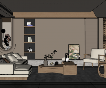 New Chinese Style A Living Room-ID:445349931