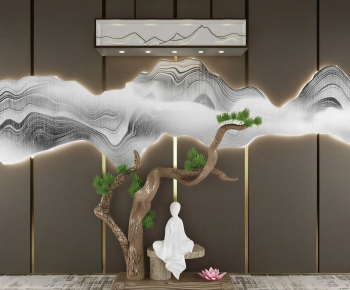 New Chinese Style TV Wall-ID:679982904