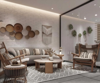 Wabi-sabi Style A Living Room-ID:205492975