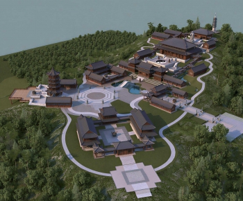 Chinese Style Architectural Bird's-eye View Planning-ID:870907076