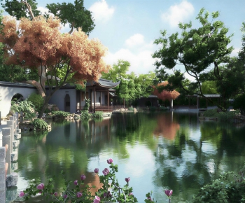 New Chinese Style Garden Landscape-ID:725668914