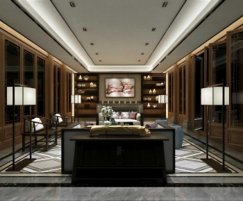 New Chinese Style A Living Room-ID:995476963