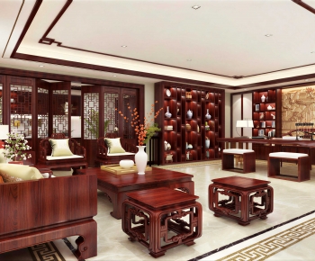 New Chinese Style A Living Room-ID:696299088