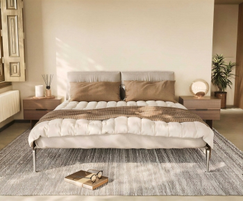 Wabi-sabi Style Double Bed-ID:111790909