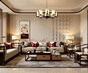 New Chinese Style A Living Room-ID:193891051