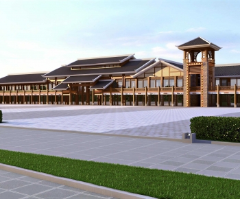 New Chinese Style Appearance Of Commercial Building-ID:343287947