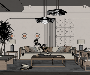 New Chinese Style A Living Room-ID:500595092