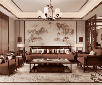 New Chinese Style A Living Room-ID:625988013