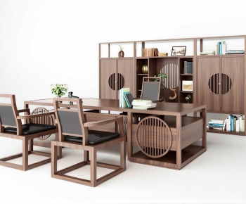 New Chinese Style Computer Desk And Chair-ID:480978016