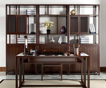 New Chinese Style Computer Desk And Chair-ID:218544013