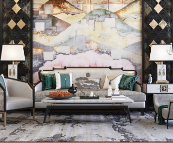 New Chinese Style Sofa Combination-ID:659619092