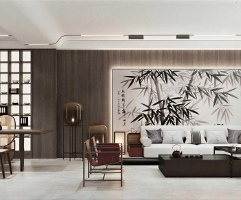 New Chinese Style A Living Room-ID:718479225