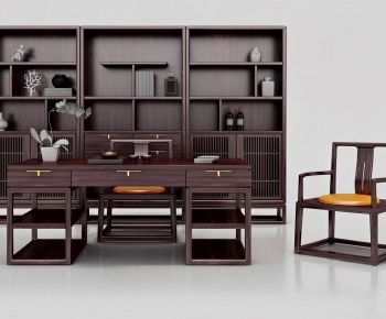 New Chinese Style Computer Desk And Chair-ID:836801058