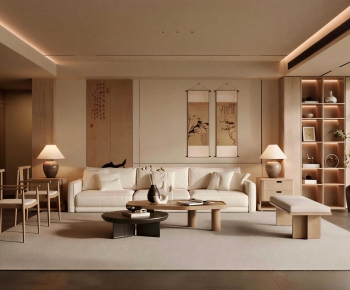 New Chinese Style A Living Room-ID:749742982