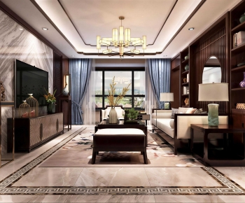 New Chinese Style A Living Room-ID:435110096