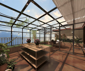 Industrial Style Glass Sun Room-ID:723881961