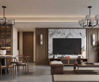 New Chinese Style A Living Room-ID:651926994
