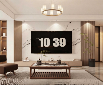 New Chinese Style A Living Room-ID:726981278