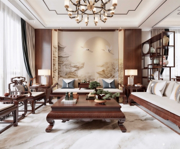 New Chinese Style A Living Room-ID:649766921