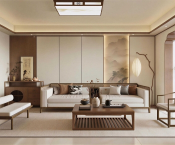 New Chinese Style A Living Room-ID:930650959